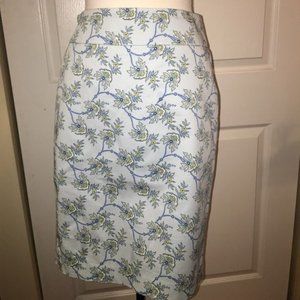 Ann Taylor 6 blue paisley pencil skirt